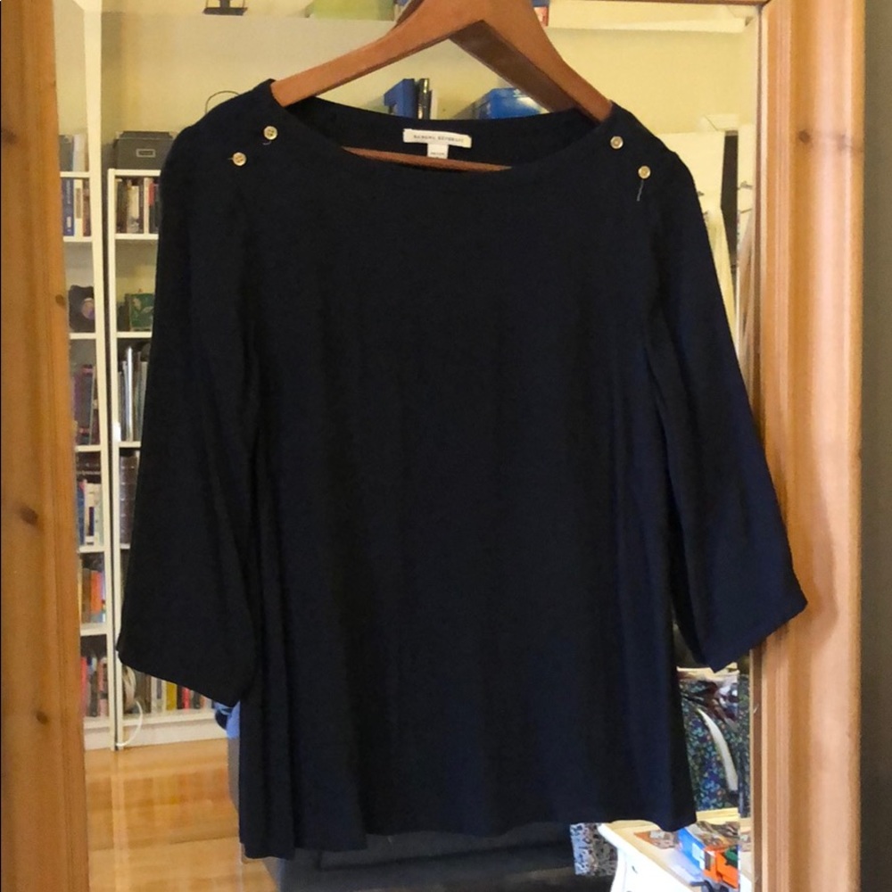 Navy blouse with gold button details